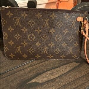 Louis Vuitton Monogram Wristlet in Brown and Tan for Neverfull MM